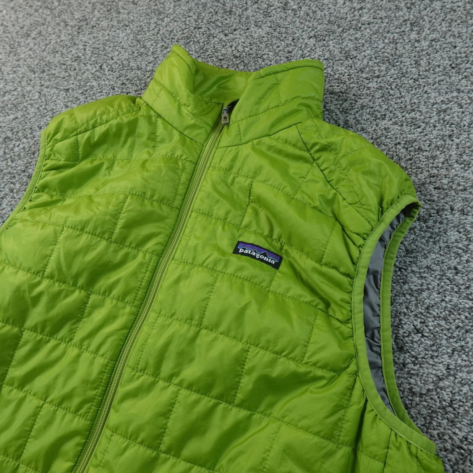 Patagonia Vest Mens L Green Nano Puff Quilted Insulated Full Zip Puffer Hiking